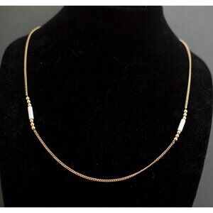 Bookworm Bead and Chain Necklace by Avon in White 24 inch - G3